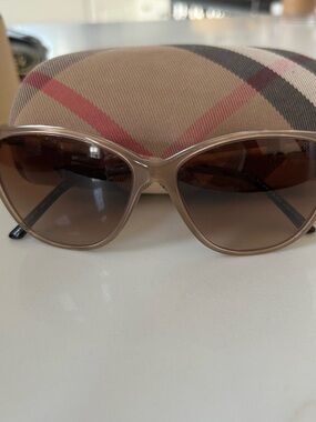 Burberry Women’s Beige Cat-Eye Sunglasses with Brown Lenses